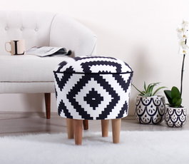 Atelier Del Sofa Puf Bohemio Blanco y Negro